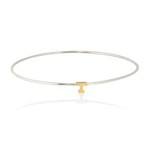 Jane Basch 14k Gold "A" initial and silver Bangle